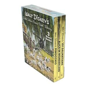 Walt Disney 3 Golden Board Books  Pinocchio Alice in Wonderland 101 Dalmatians